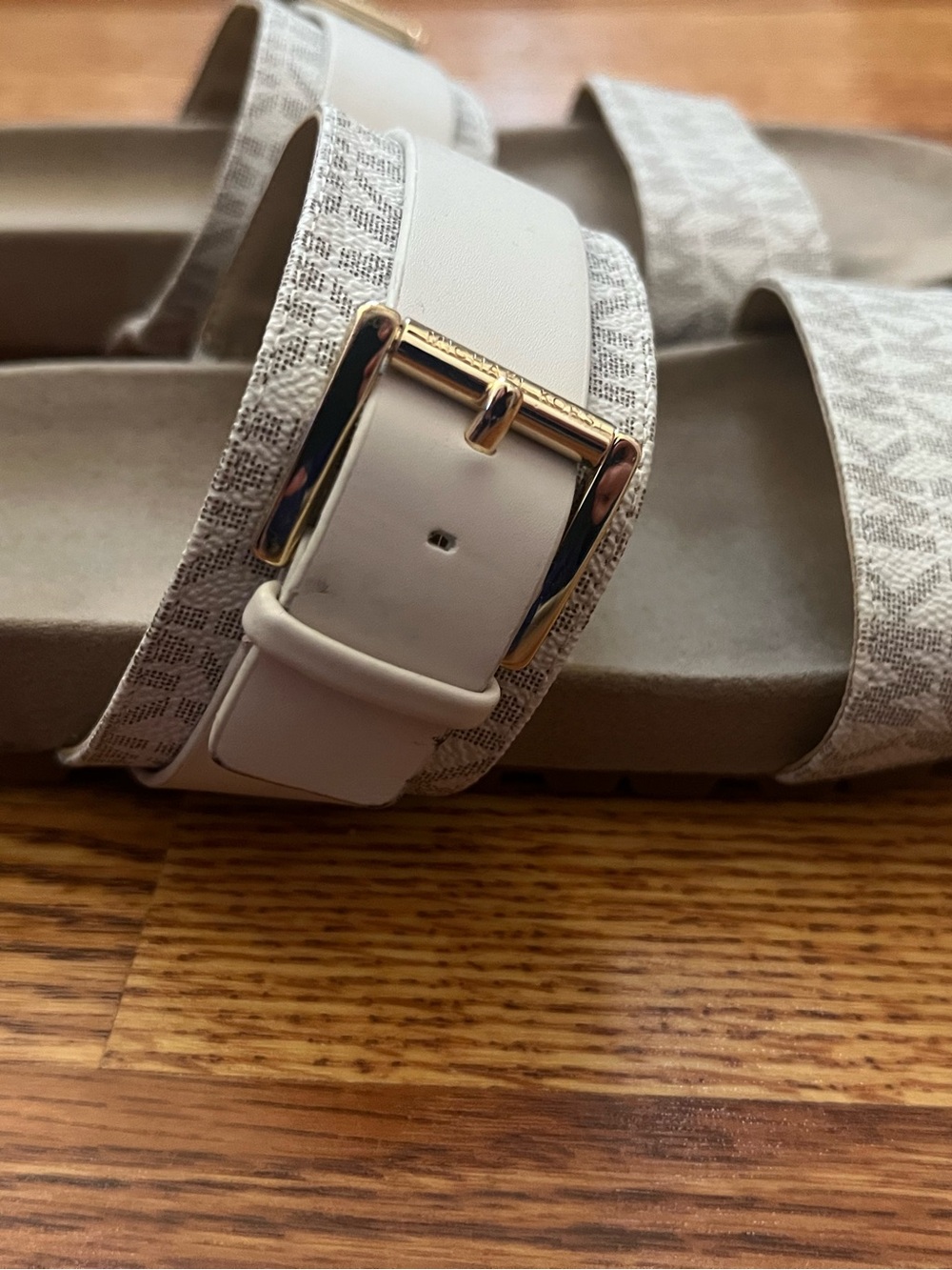 Michael Kors Dual-Strap Slide Sandals in Light Beige and Pale Pink - Picture 3 of 11